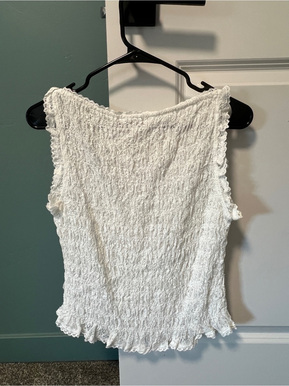 White Textured Sleeveless Top